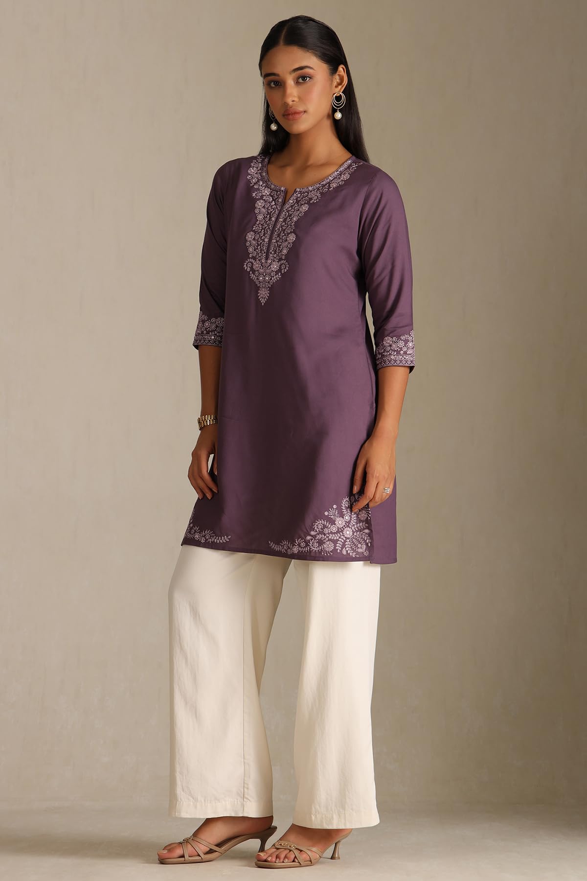 Soch Women's Rayon Embroidered Regular Kurta