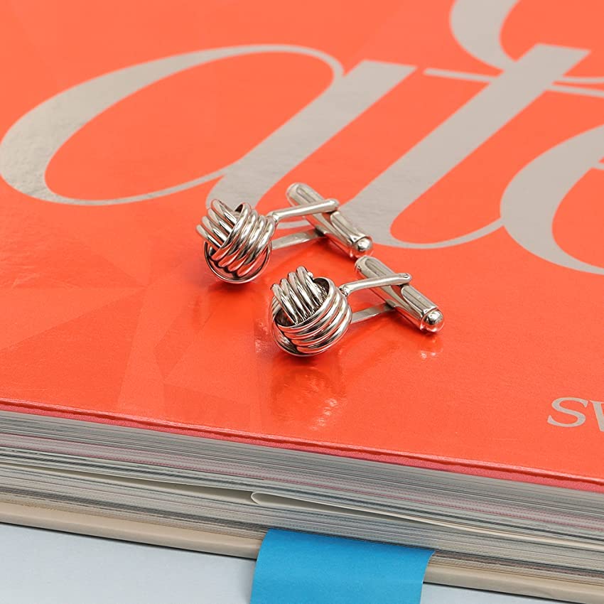 LeCalla Precious-Moments 925 Sterling Silver BIS Hallmarked Italian Design Love Knot Cufflinks - Gift for Men's