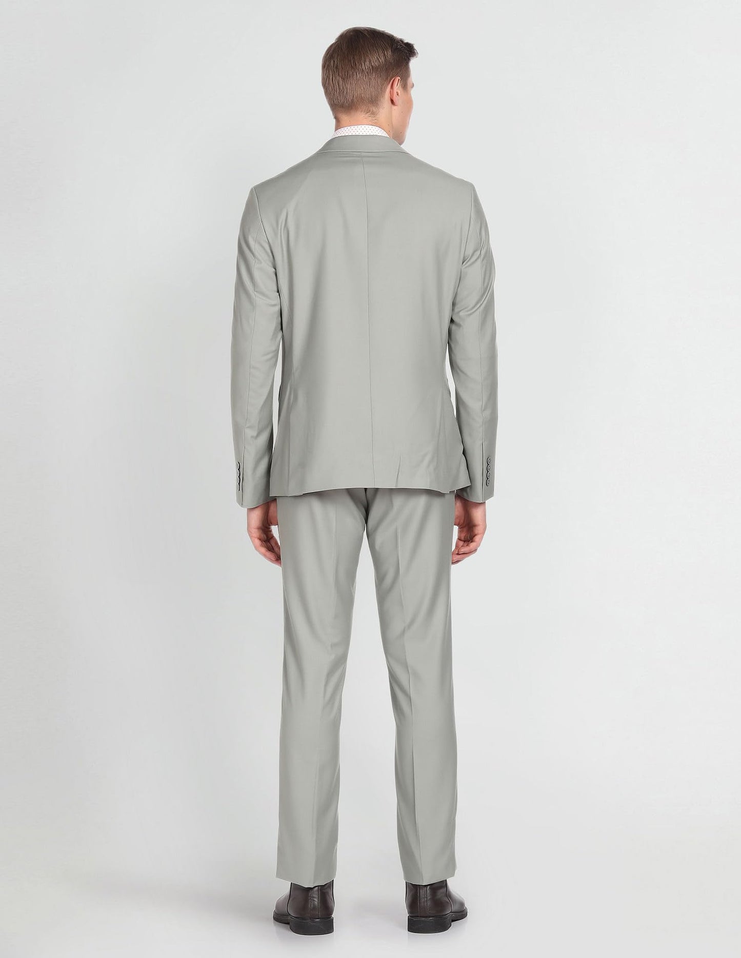 Arrow Men's Polyester Double Breasted Business Suit Pants Set (ARAGSU5601_Sage Green