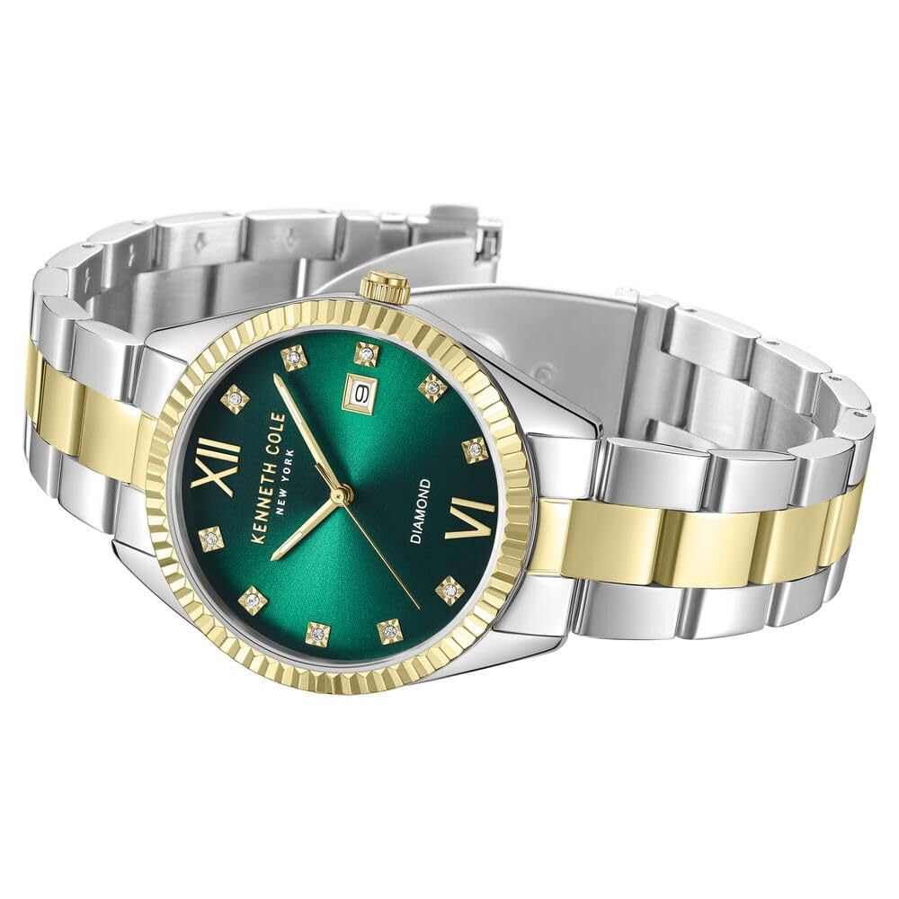 Kenneth Cole Quartz Analog Green dial Stainless Steel Strap Watch for Women-KCWLH0026903LD