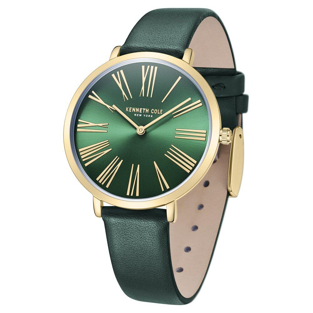 Kenneth Cole Quartz Analog Green Dial Green Leather Strap Watch for Women-KCWLA0027303LD