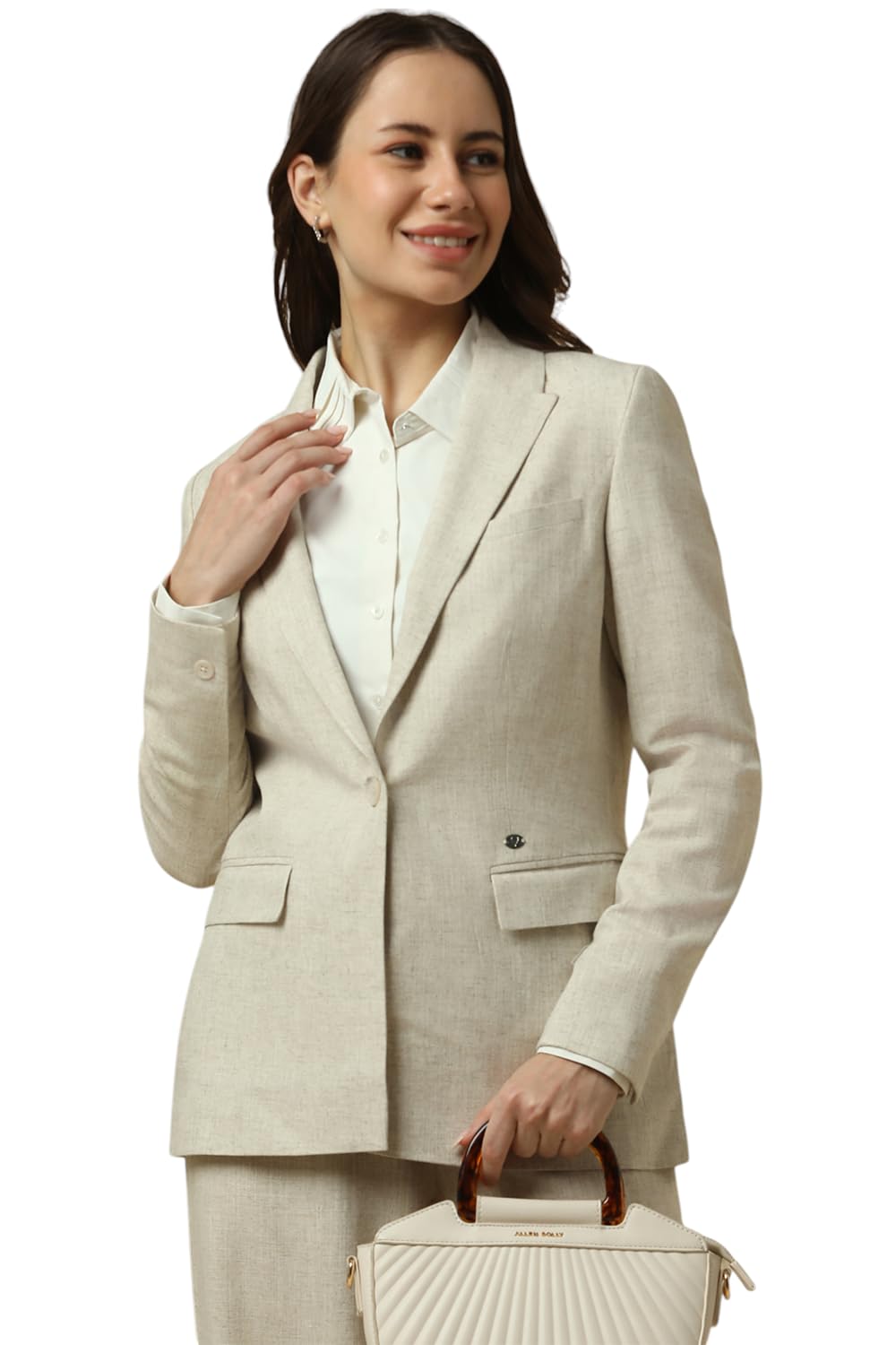 Allen Solly Women's Blazer (AHBZARGHK39983_Beige