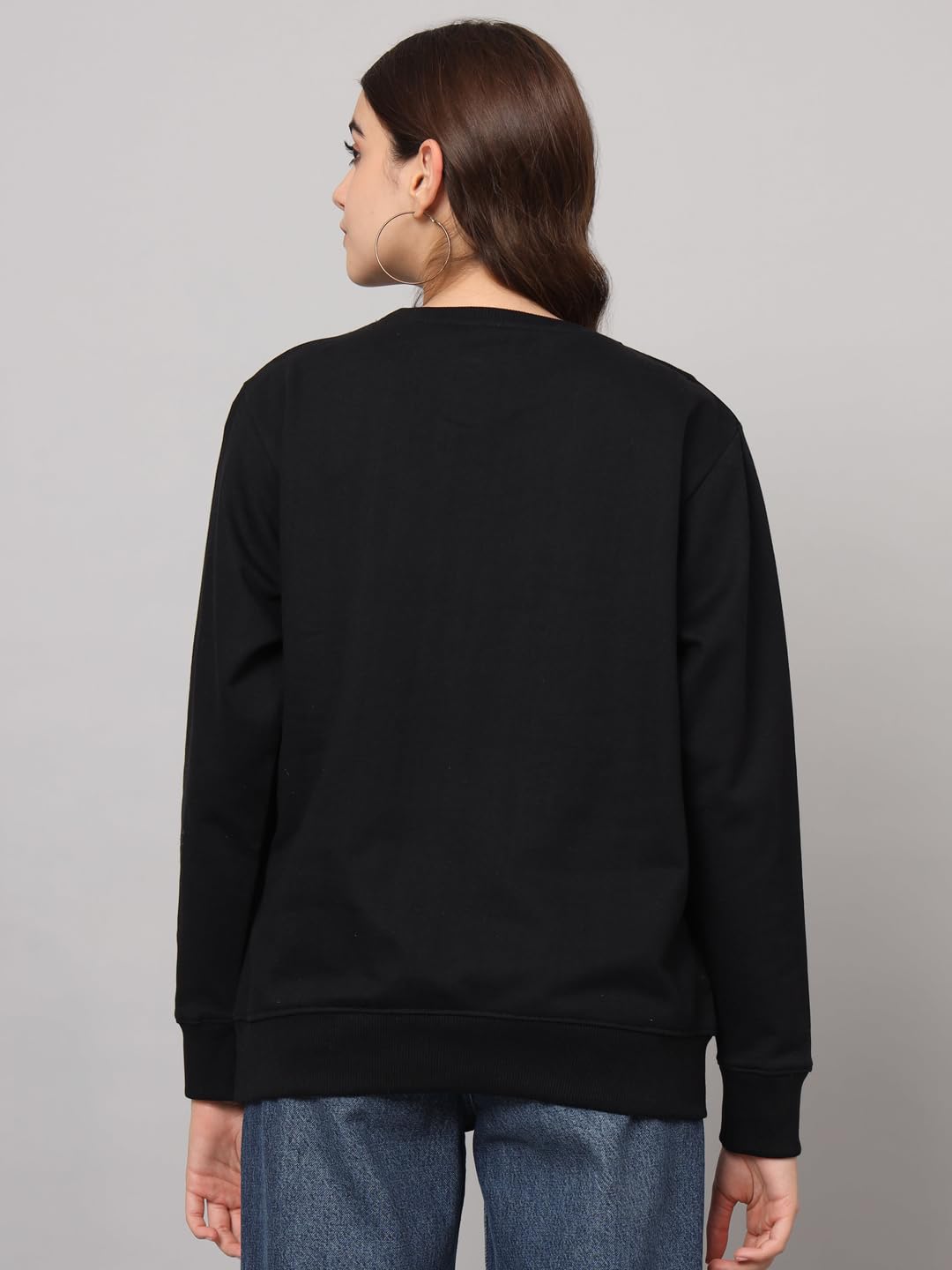 THE DRY STATE Womens Full Sleeves Round Neck Cotton Sweater Black