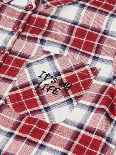 Max Girls Checked Regular Fit Shirt (Red_14-16 Y)