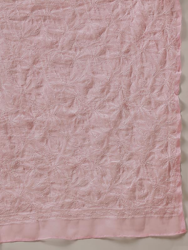 Ada Hand Embroidered Lucknowi Chikankari Georgette Ethnic Wear Dupatta stole for Women A511230 Pink