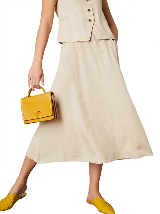Max URB_N Women Solid A-line Skirt (Cream_16)