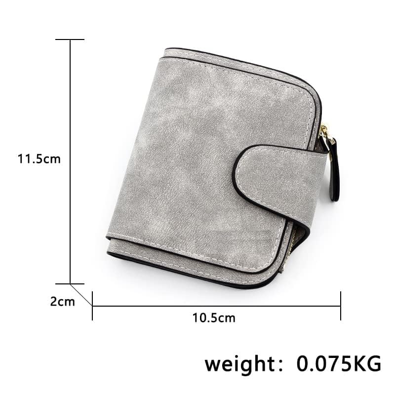 Cannagenix Wallet Women Tri-fold Design Soft Leather Material Clutches Coin, Cash Card Holder Small Purse for Women with Improved Zipper (Grey - Small)