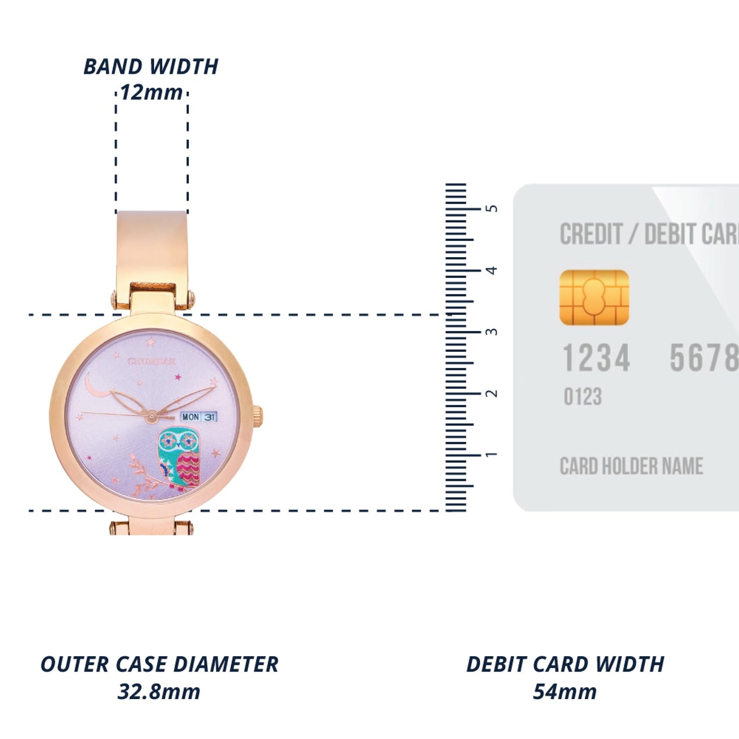 Chumbak Nocturnal Metal Watch | Rosegold with Lilac Dial|Stylish Fashion Watch for Casual/Work|Gifts for Women/Girls/Ladies|Wrist Watches for Women