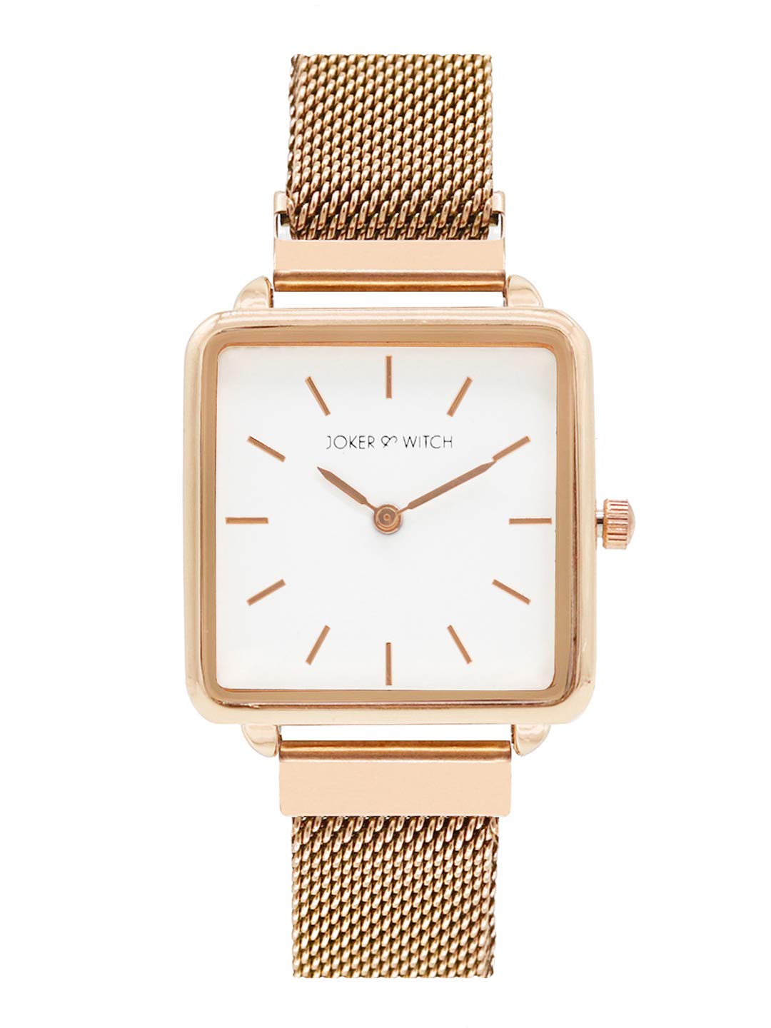 Joker & Witch Stainless Steel Glow Rosegold Analogue Watch Bracelet Set For Women, White Dial, Rose Gold Band