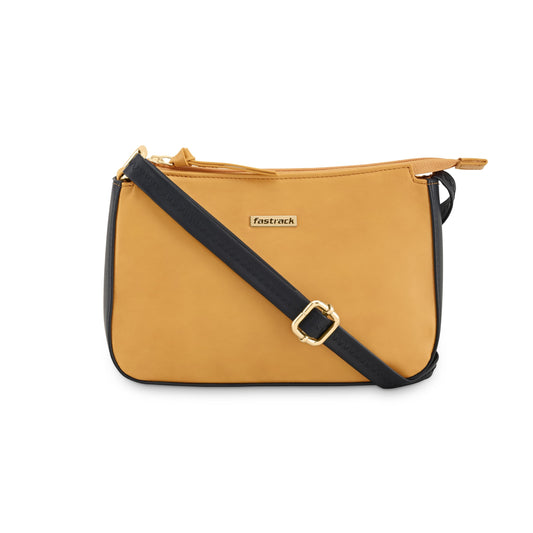 Mustard Sling Bag for Women | Chic Crossbody with Contrast Accents, Adjustable Strap & Quick-Access Pocket | Stylish Faux Leather Sling for Daily Use & Casual Outings
