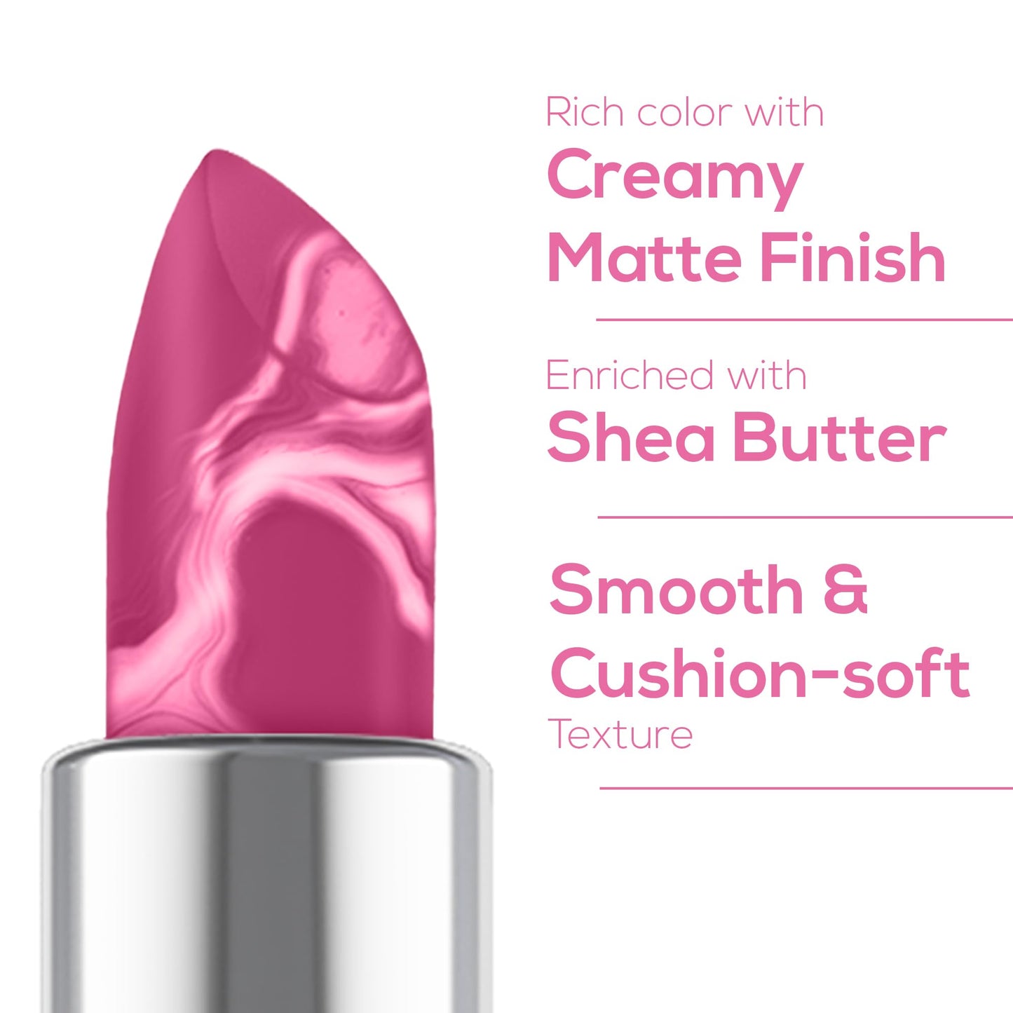 RENEE Marble Lipstick - Perla 4 Gm, Rich Payoff with high Color Pigment, Moisturizing, Nourishing, Smooth Creamy Matte Finish, Enriched with Shea Butter & Vitamin E