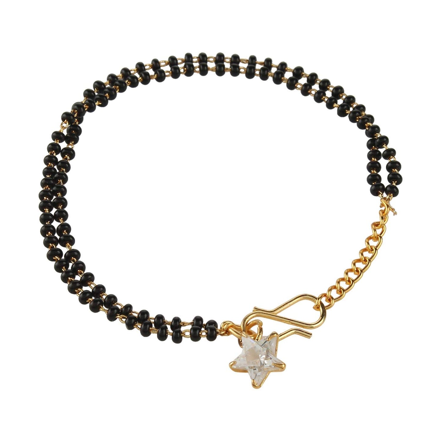 A-One Collection Black Designer Gold Plated Hand Bracelet Bangle Style Mangalsutra for Women
