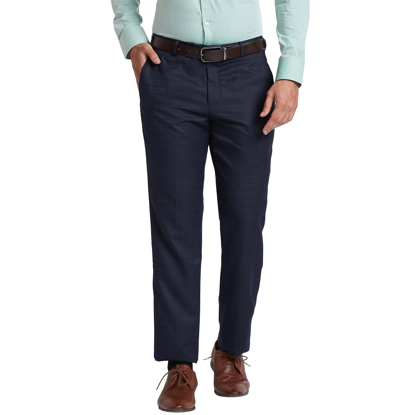 Park Avenue Men's Smart Fit Casual Pants (PMTX07256-B5_Medium Blue