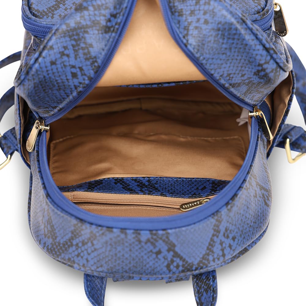 Caprese Draco Casual Backpack, Small | Fashion Backpack for Women with Adjustable Strap & Secure Zip Closure | Spacious, Versatile for Everyday Outings and Travel (Blue)