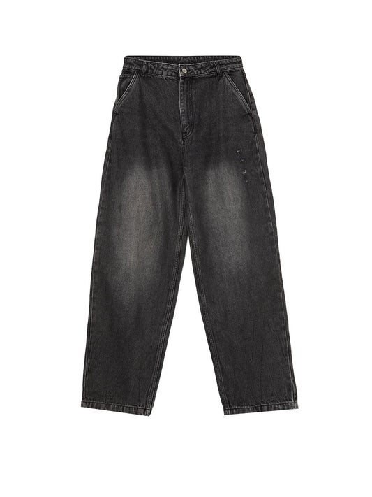 Max Girls Washed Barrel Fit Jeans (Black_12-14 Y)