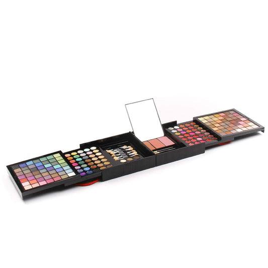 Sedell Professional 177 Colors Eyeshadow Palette Matte Shimmer Eyeshadow Blush Lip Color Bow Shader Brushes Concealer Kit, Multicolor, 80 g