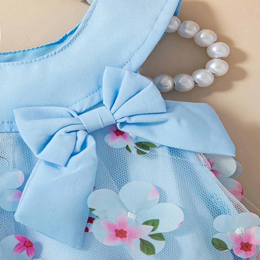 Hopscotch Girls Knee Length Casual Dresses in Blue Color For Ages (2-3 Years)