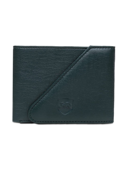 SAMTROH Edge Cut Design Artificial Leather Wallet for Men | 3 Card Slots I 2 Currency & 2 Secret Compartments I 1 Id Card Slot & Coin Pocket (Green)