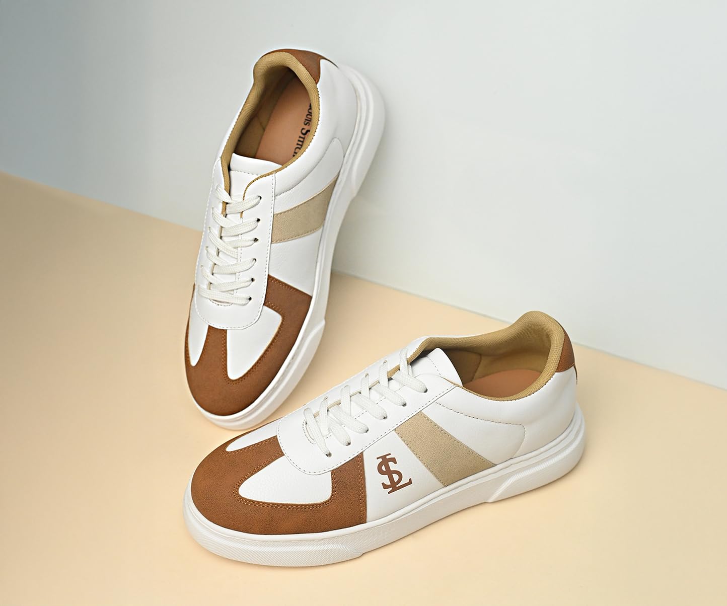 LOUIS STITCH White and Tan Sneaker for Men | Comfortable Sneaker | LSP-SNK-AVI012-WHTN