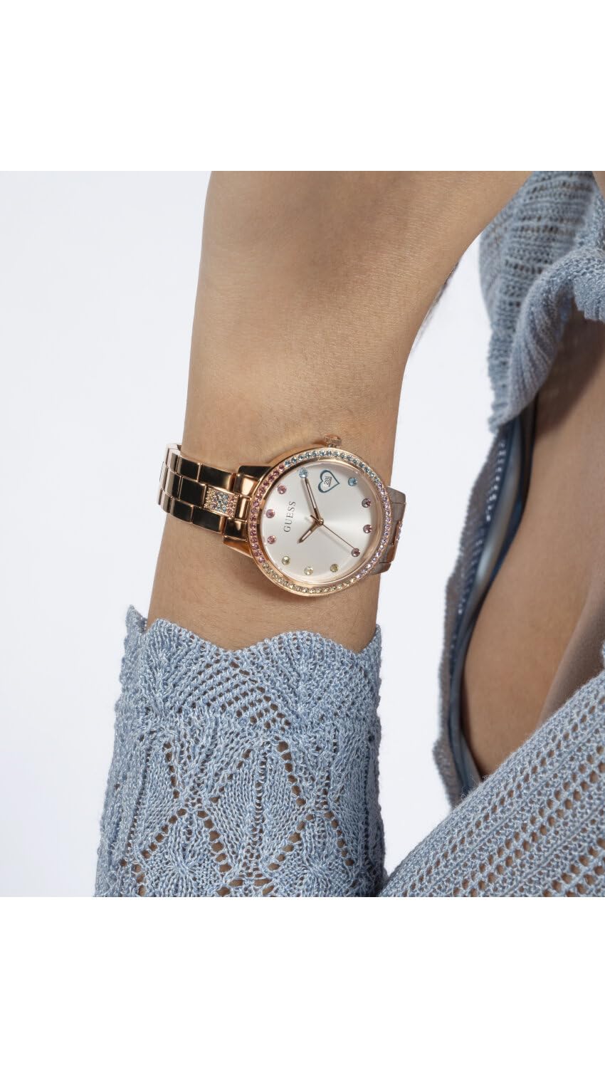 GUESS Stainless Steel Women White Analog Round Dial Watch- Gw0657L3, Pink Band