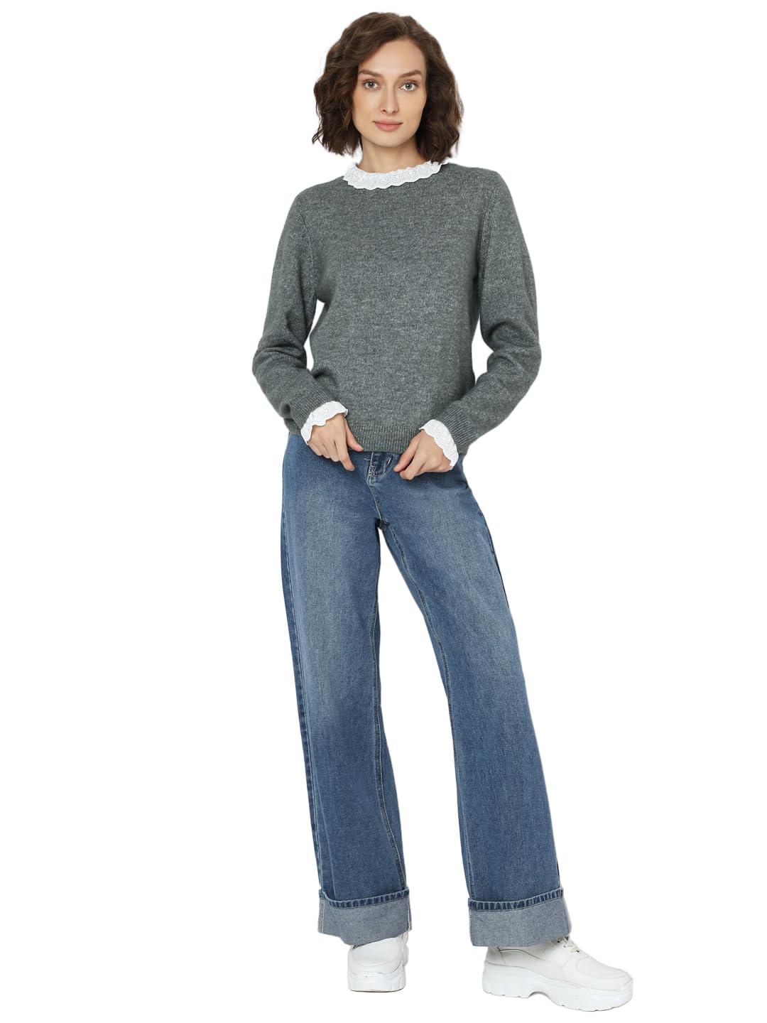 VERO MODA Women's Polyester Blend Casual Pullover Sweater