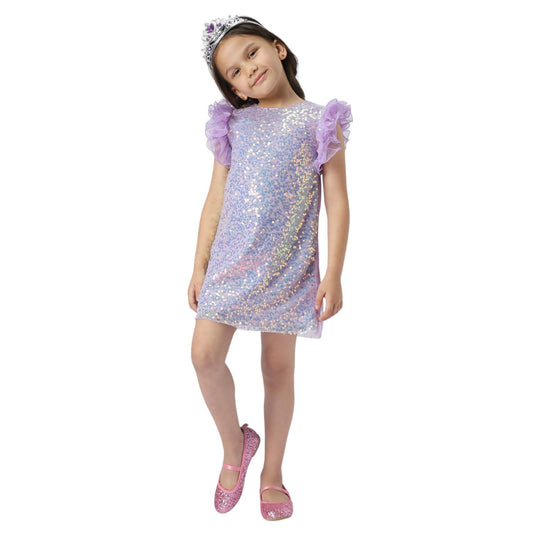 Nautinati Girls Embellished Party Dress| Cotton | Age 4-8 Years Purple