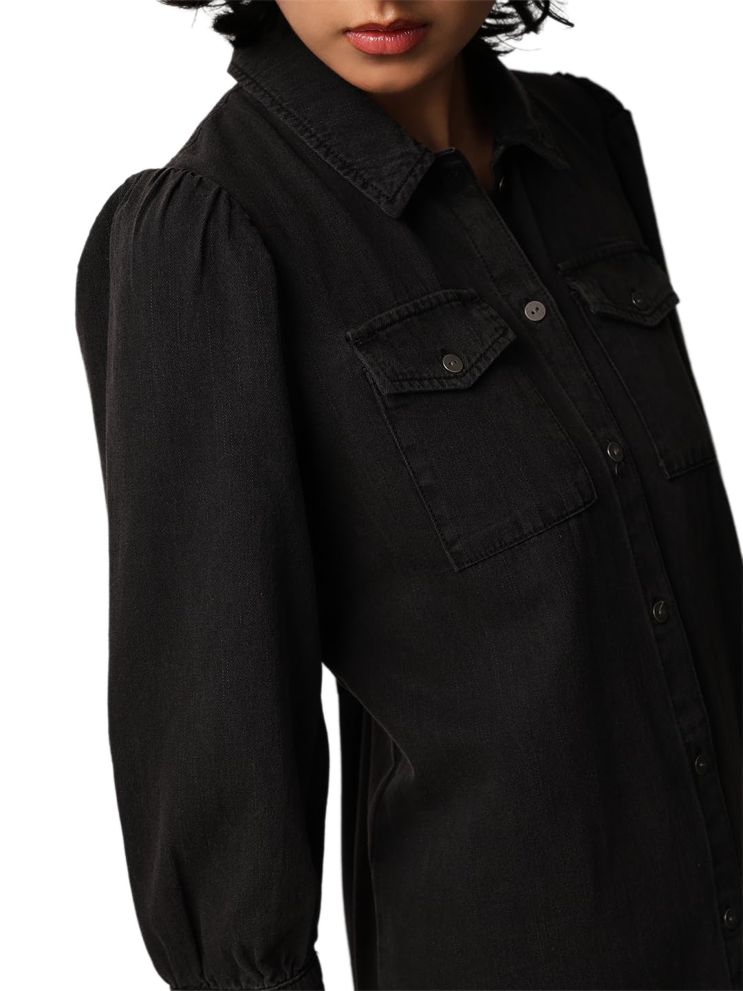 ONLY Women Black Shirt Mini Dress