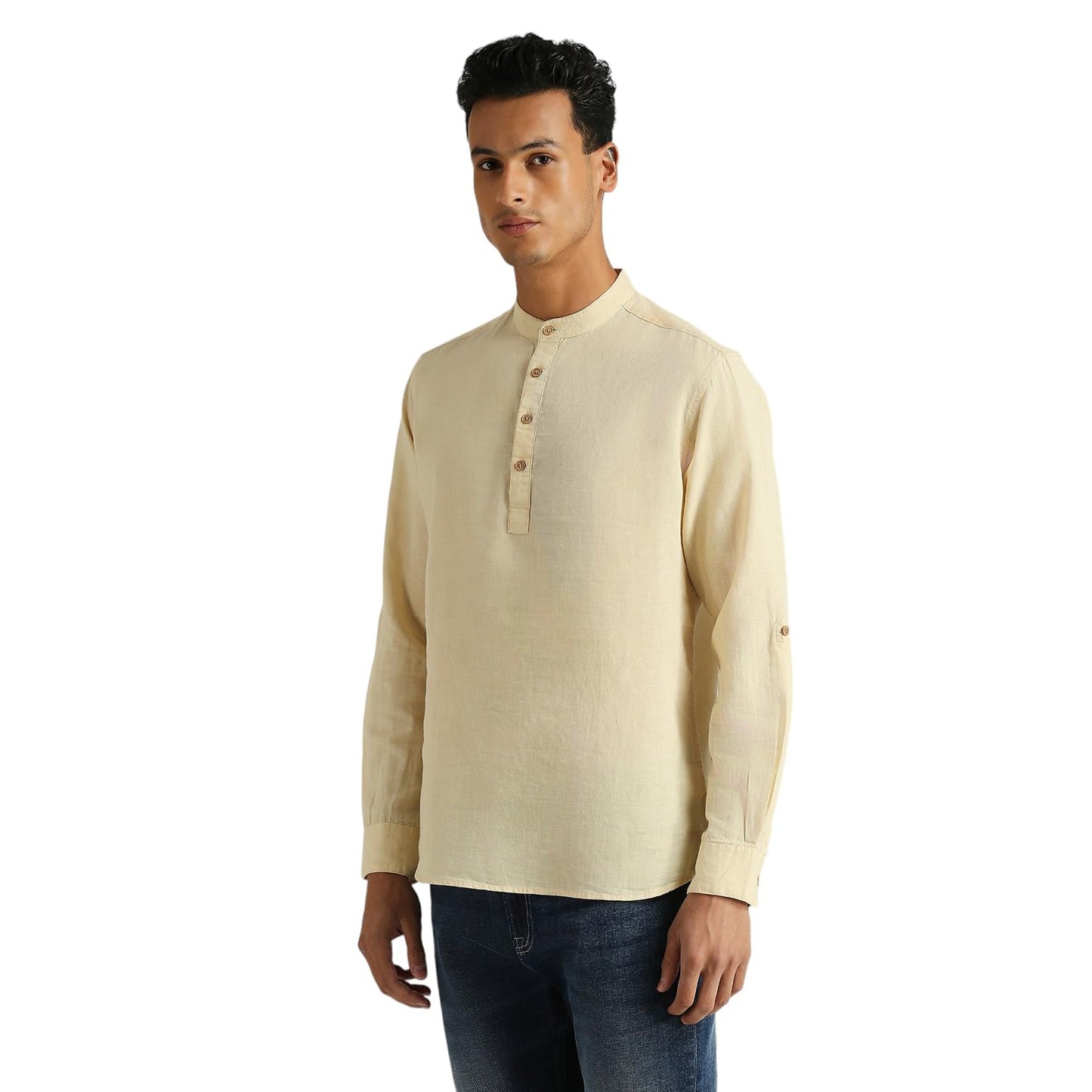 Pepe Jeans Men's Solid Regular Fit Shirt (PM308642_Natural Beige