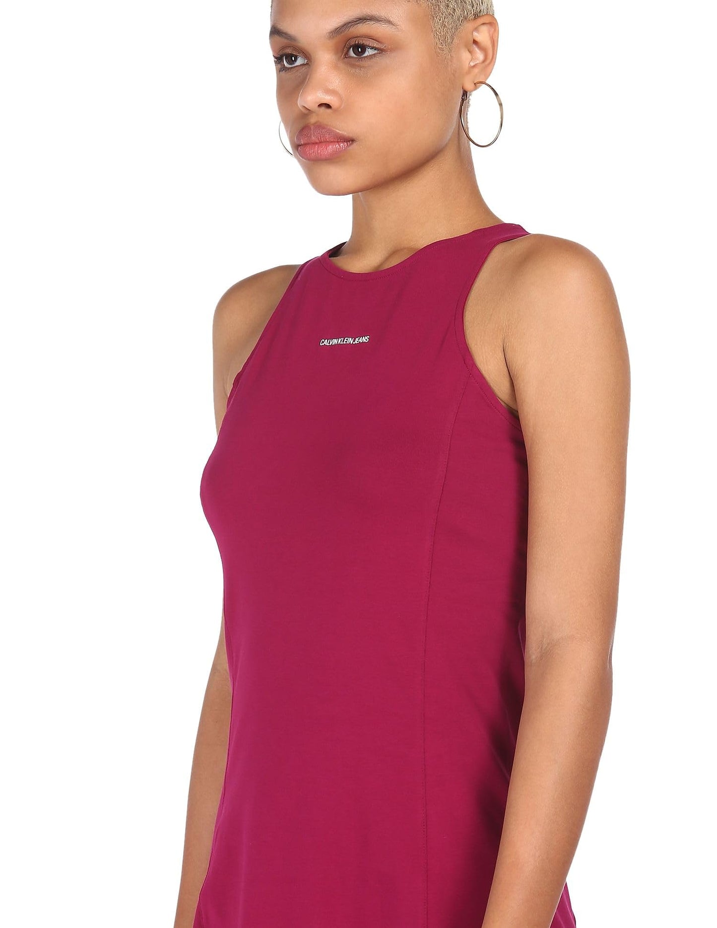 Calvin Klein Women's Cotton Bodycon Dress Above Knee (J20J216265VWS_Dark Clove_XL)