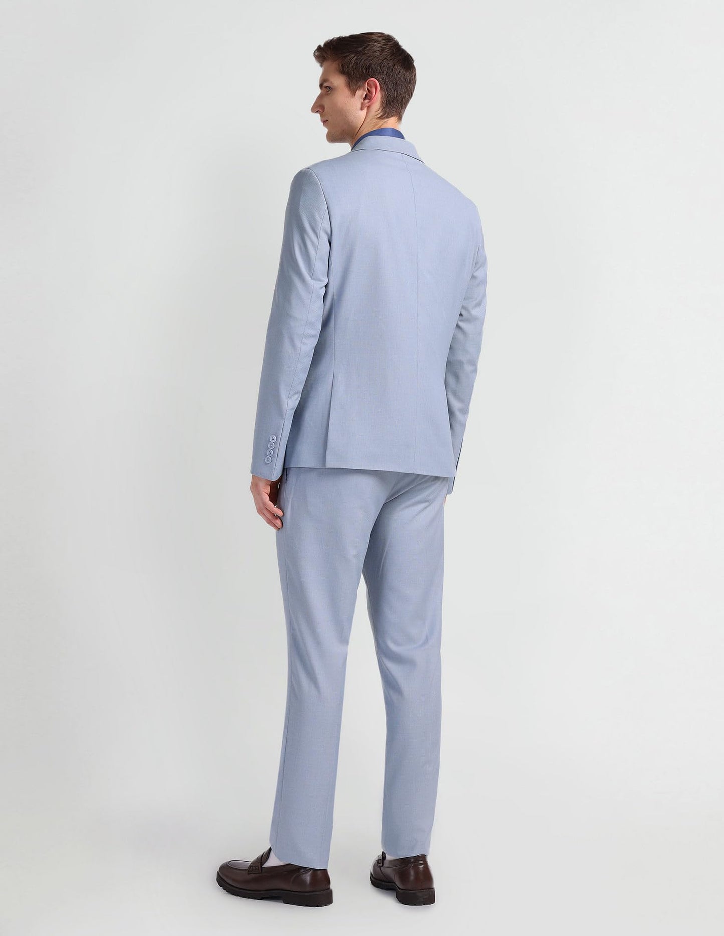 Arrow Men's Polyester Single Breasted Business Suit Pants Set (ARAHSU5500_Blue