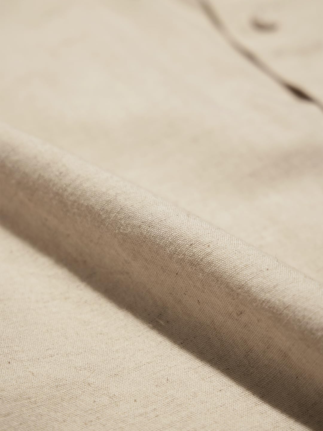 The Souled Store Solids : Ecru Beige Men and Boys Collared Neck Long Sleeve Button Front Regular Fit Cotton Linen Shirt