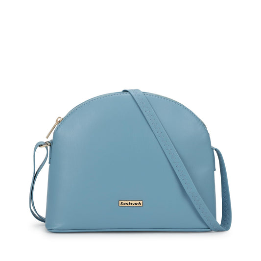 Fastrack Sling Bag For Women | Faux Leather Sling With Adjustable Belt and Quick Access Pocket | Zip Closure and Spacious Interior | Trendy Handbags, Blue