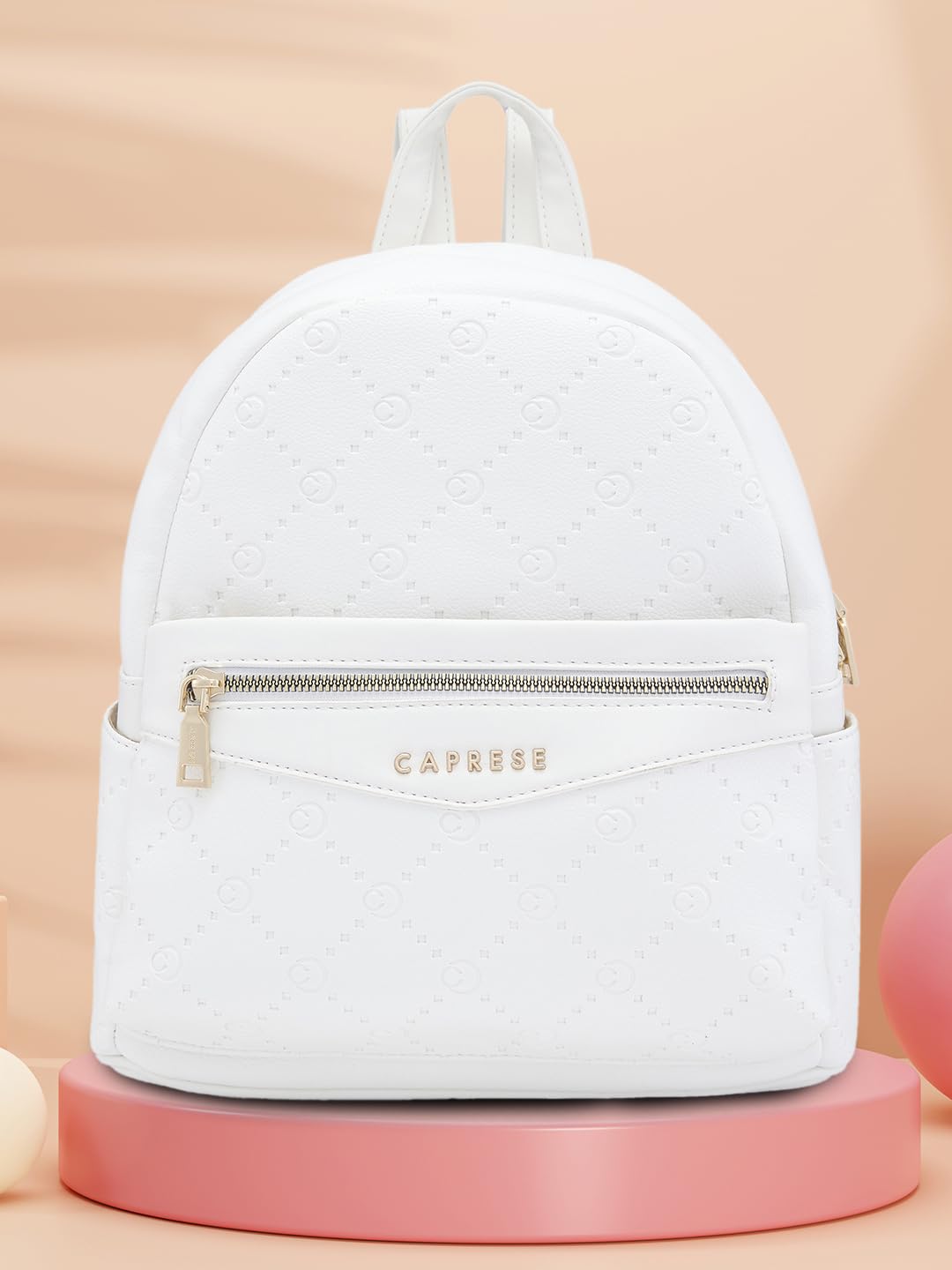 Caprese Brianna Fashion Backpack for Women (Medium, White)