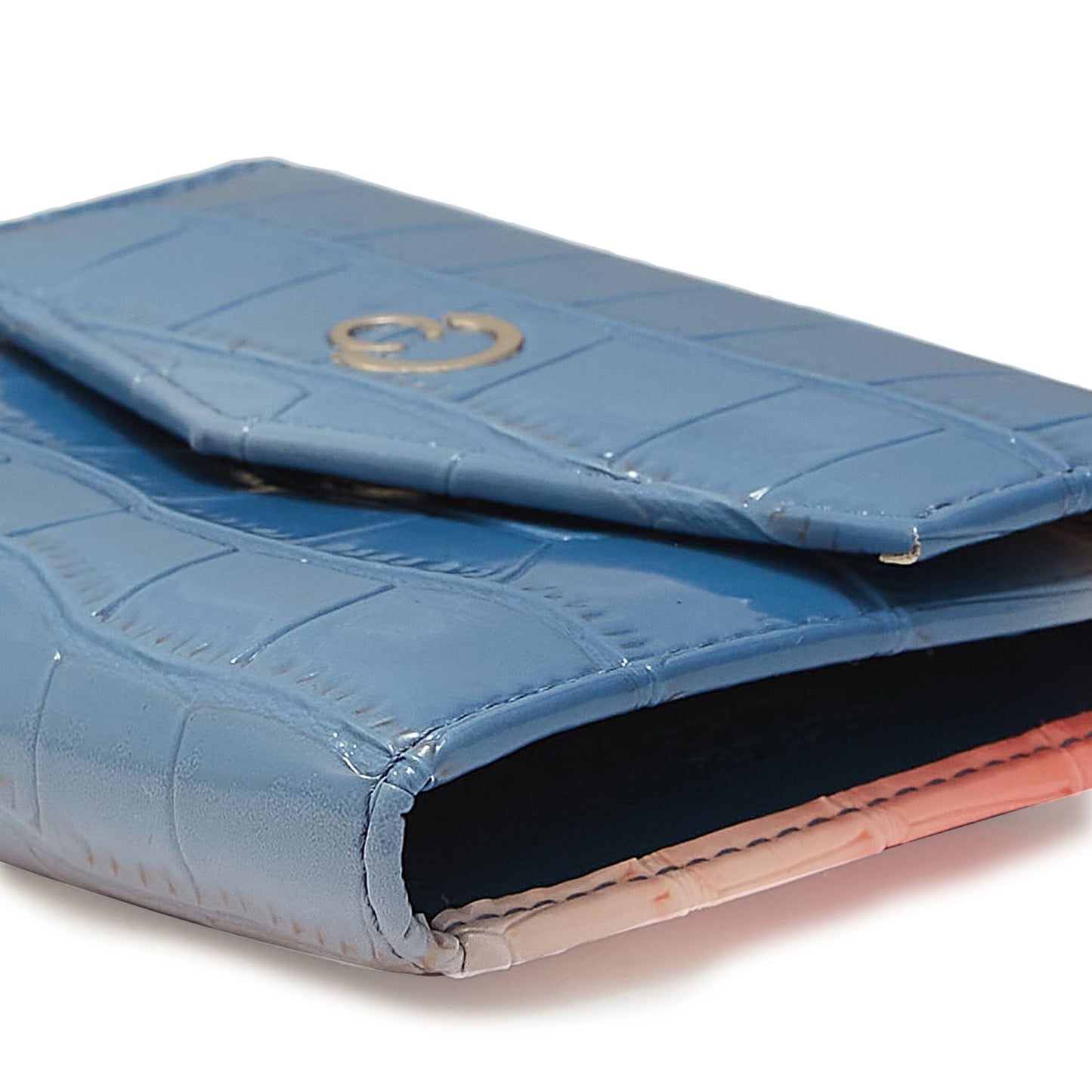 Caprese Eva Women’s Flap Over Wallet, Small | Stylish Faux Leather Wallet with Secured Button Closure | Single Compartment & Card Slots | Elegant Design for Casual & Special Occasions (Navy)