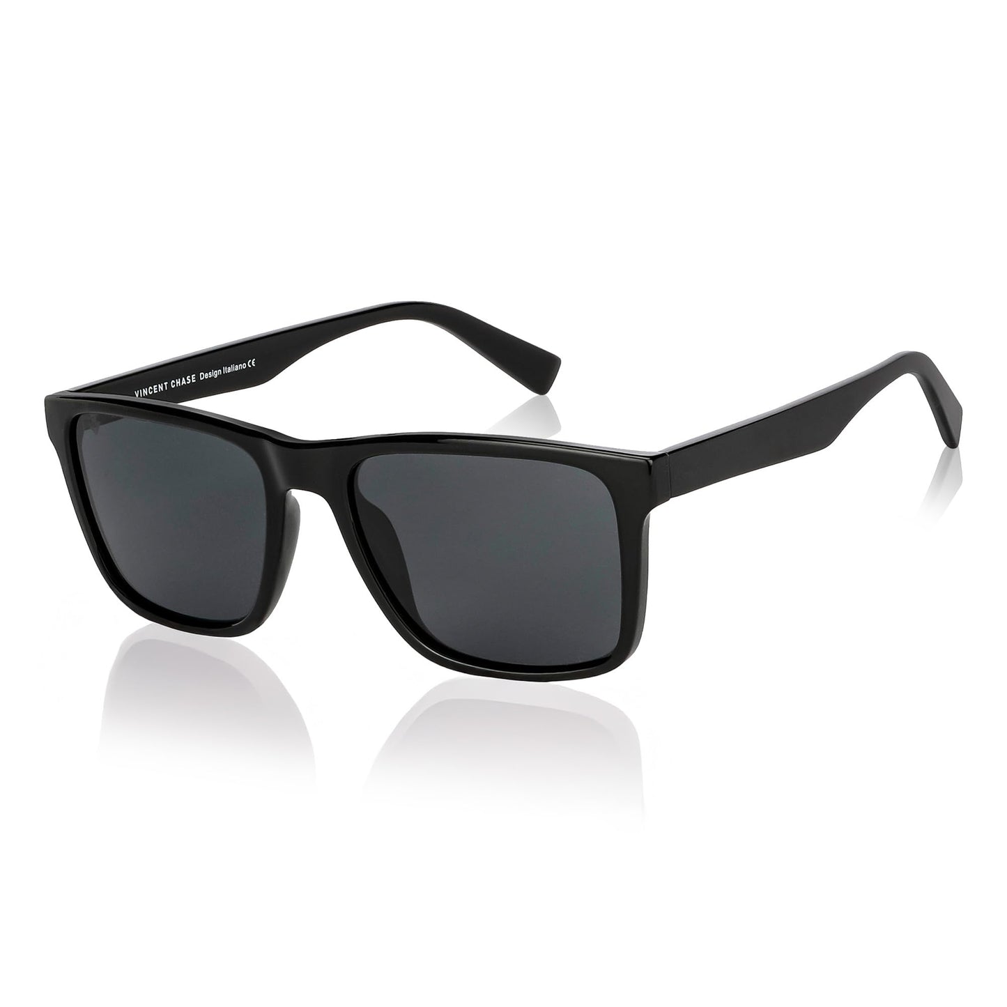Vincent Chase By Lenskart | Black Full Rim Square | Polarised Stylish Sunglasses | 100% UV Proctected | For Men & Women (Medium, VC S13973)
