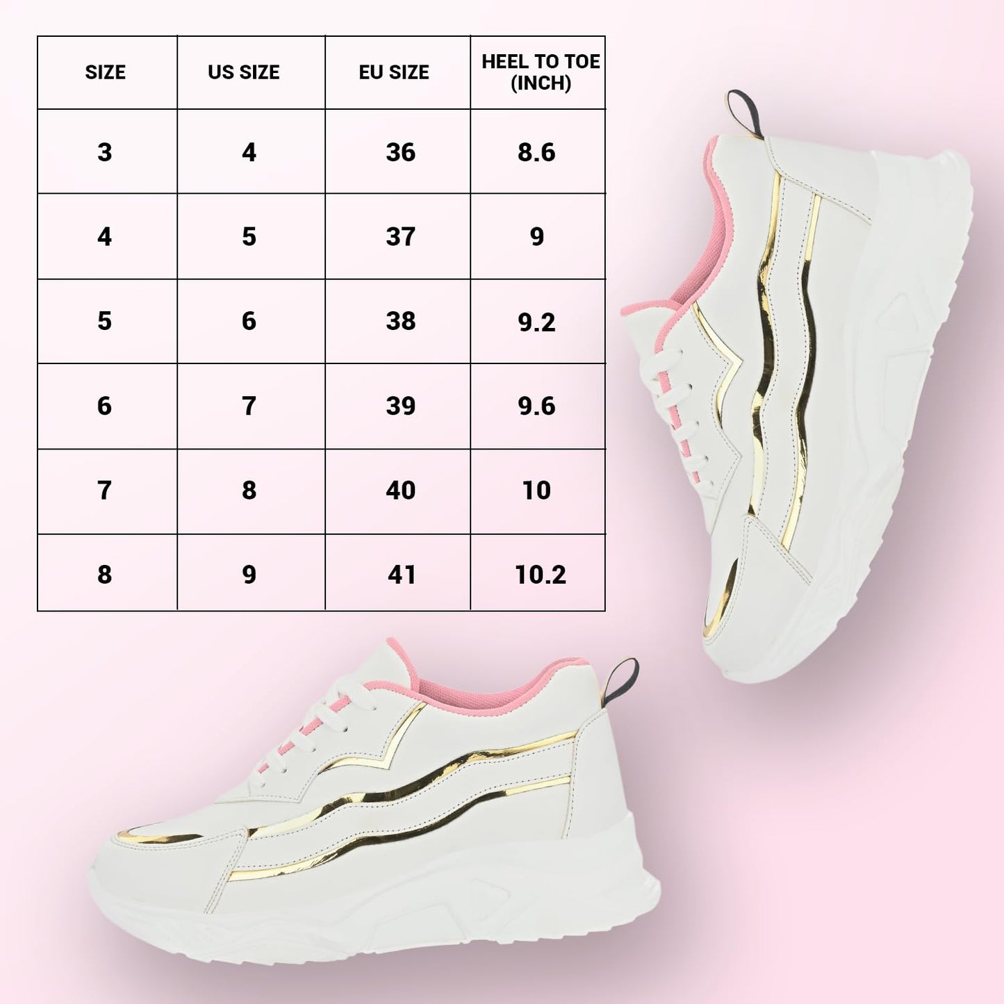 STANPHORD Women's Flare White Sneakers_3 UK (WTPRM 13009)