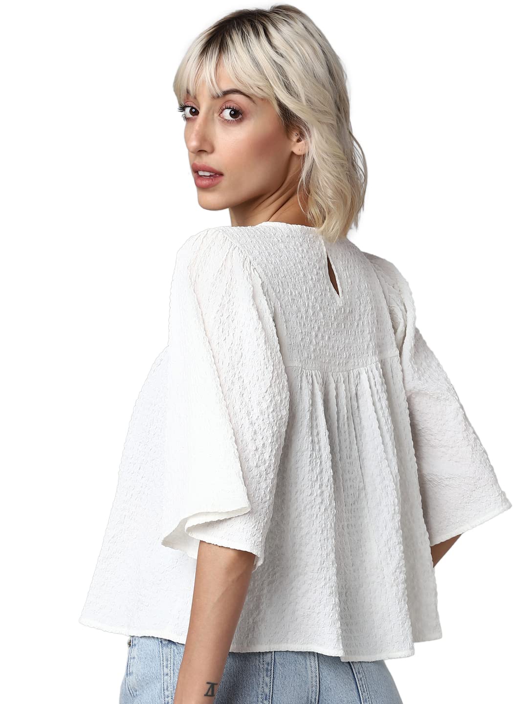 ONLY Women's Solid Regular Fit T-Shirt