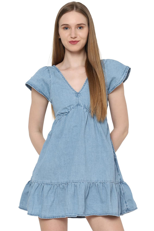 American Eagle Women's Cotton A-Line Mini Dress (WEA0396922523_Blue