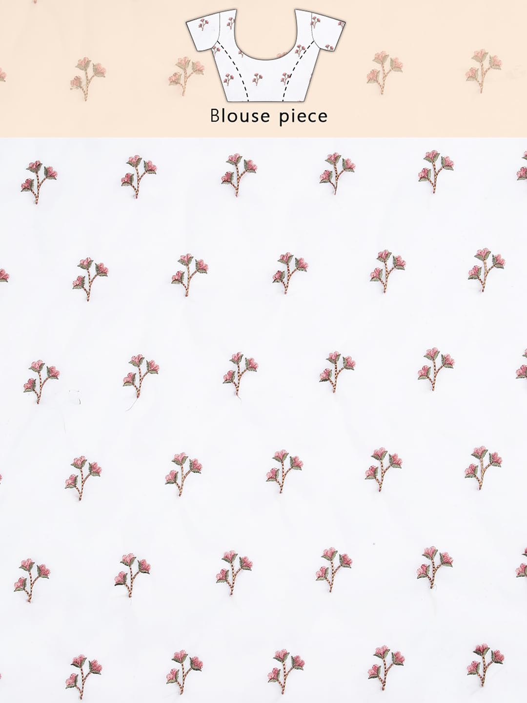 Kalyan Silks Off White Color Organza Saree With Floral Embroidery On Body