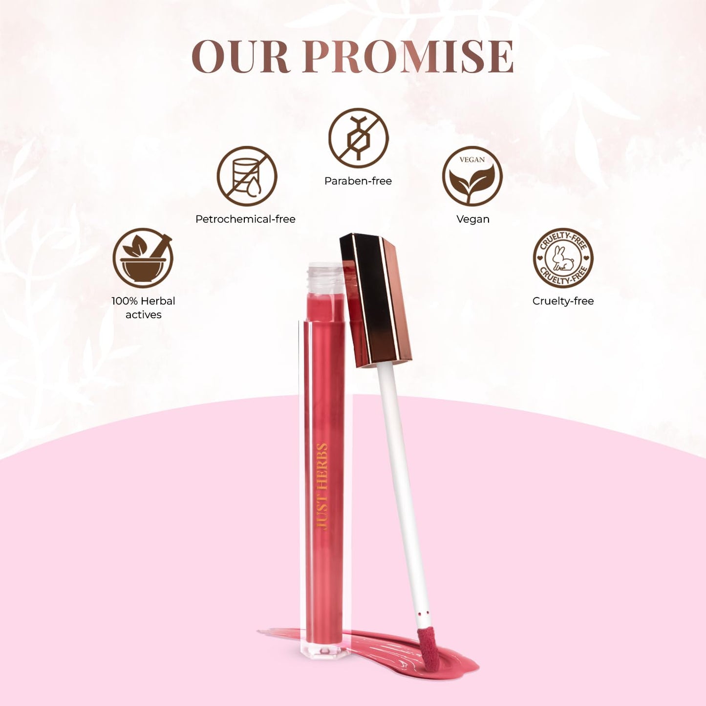 Just Herbs Lip Ink Lipstick Cica Infused Transfer Proof Long Lasting Plant Powered Lipstick for Women 2 ml (Misty Rose)