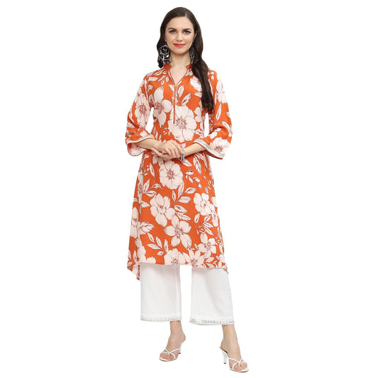 BIBA Women Printed Straight Mix and Match(WHIMSICA19661_Burnt Orange_38)