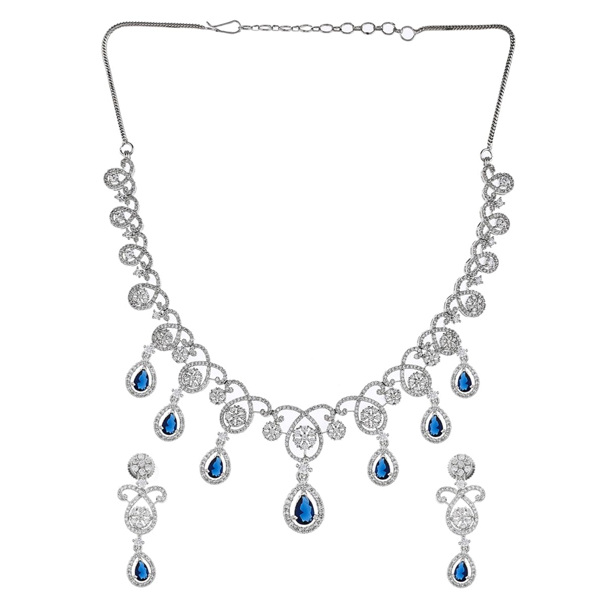 VOYLLA CZ Elegance Blue Teardrop Cut Zircons Jewellery Set