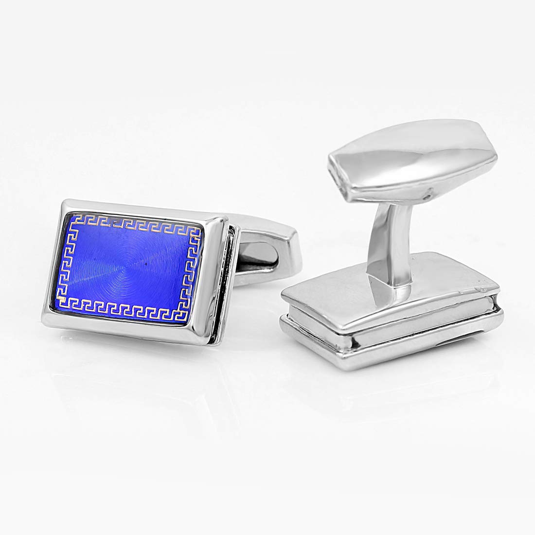 Nakabh Statement Blue Elegant Office Formal Collection Shirt Blazer Cufflink Pair Men Gift Box (Rectangle)