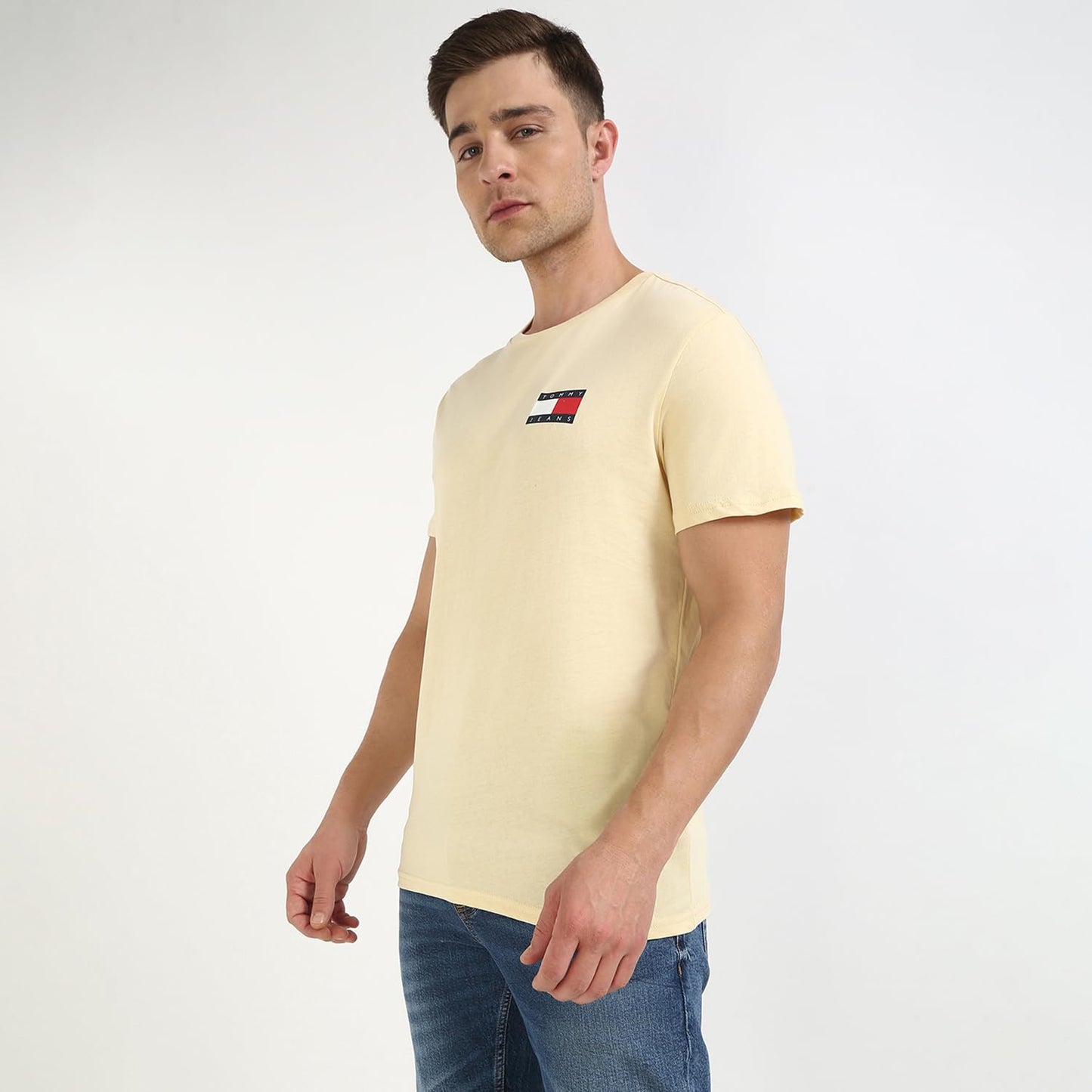 Tommy Hilfiger Logo Slim-Fit Cotton T-Shirt Yellow