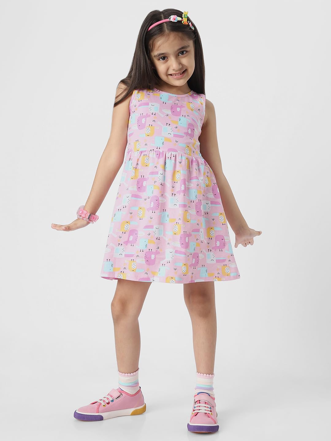 Nautinati Girls Printed Fit & Flare Dress | Cotton | Age 3M-6Years Red