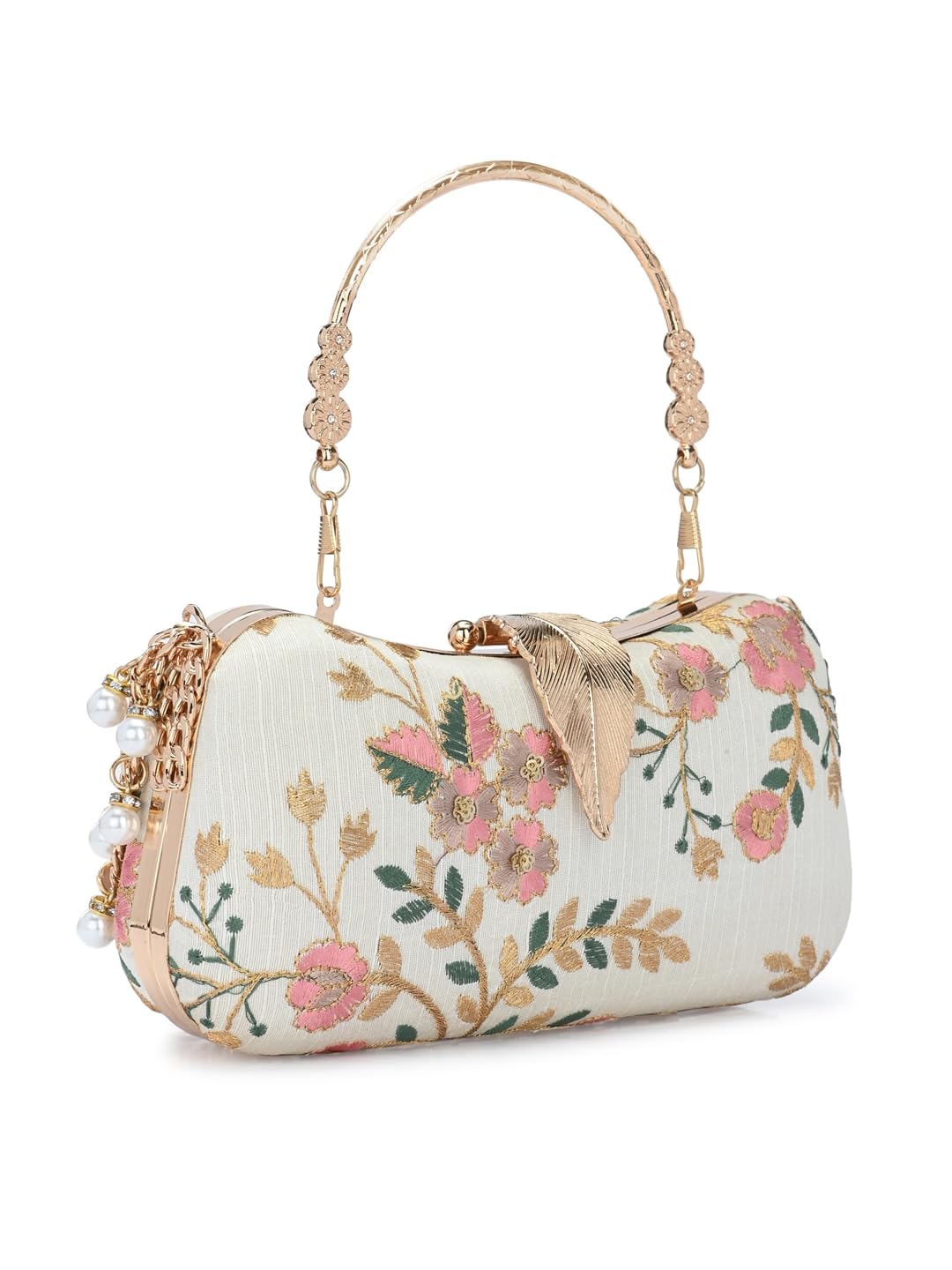 TOOBA Women's Cream Pebble Handcrafted Beautiful Bling Box Clutch Bag