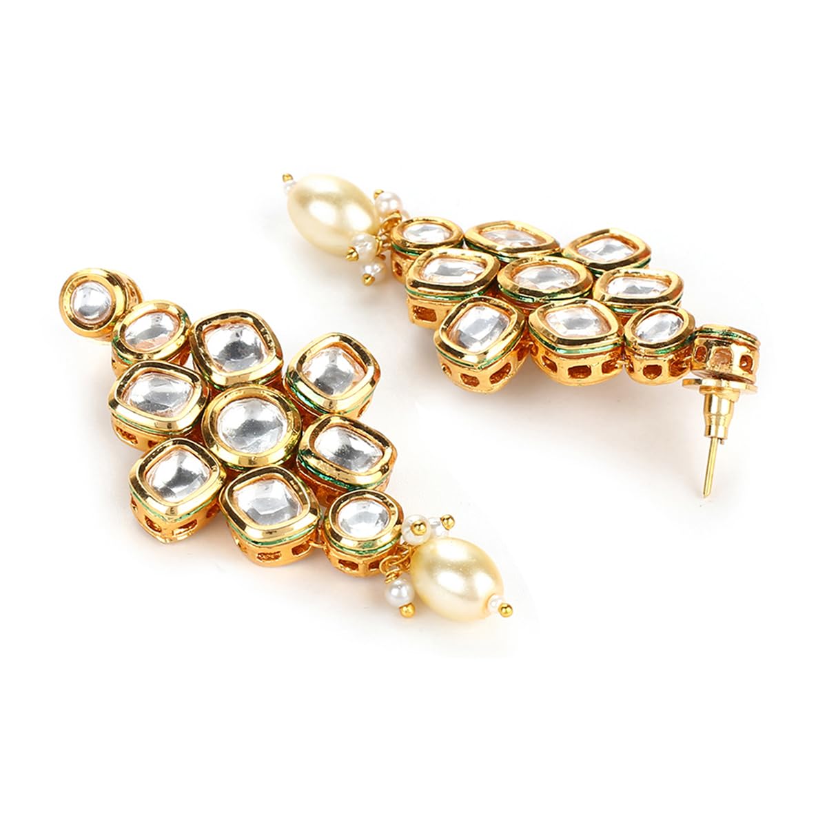 VOYLLA Kundan Gold plated Brass Necklace set