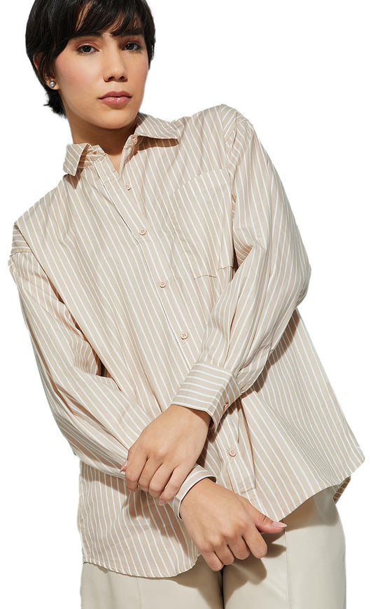 Max URB-N Women Striped Oversized Shirt (Mixed (2 Clr)_M)