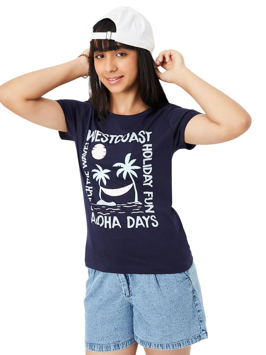 Max Girl's Regular Fit T-Shirt (S25EBT50_Navy