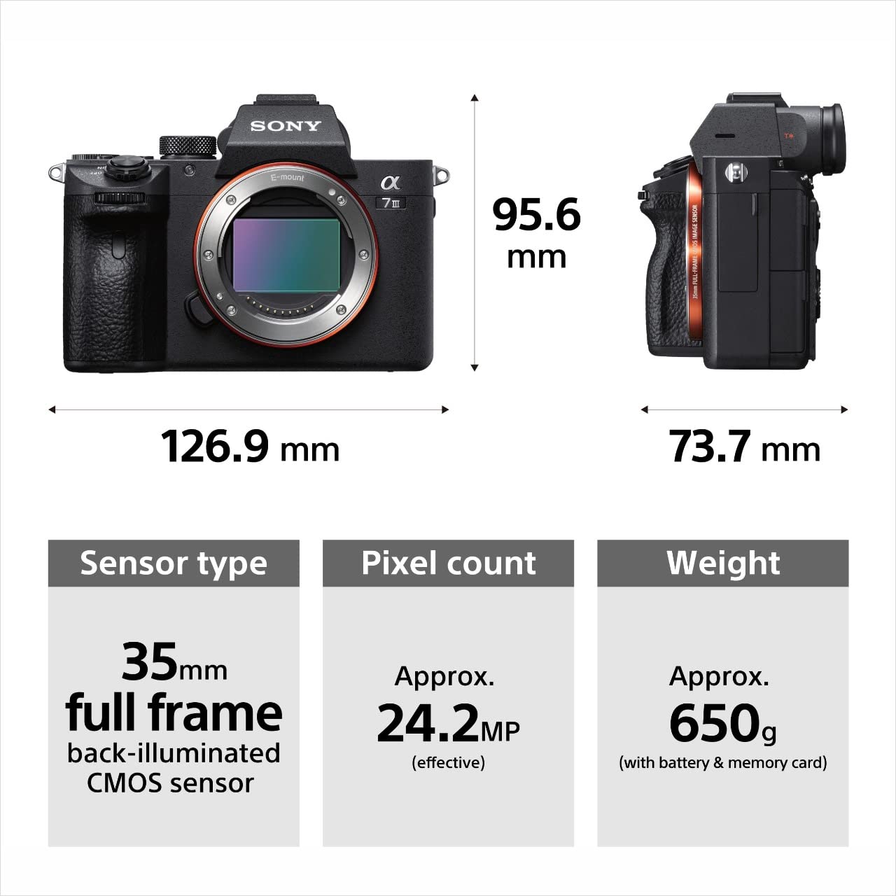 Sony Alpha ILCE-7M3 Full-Frame 24.2MP Mirrorless Digital SLR Camera Body | 4K Full Frame | Real-Time Eye Auto Focus | Tiltable LCD, Low Light Camera - Black